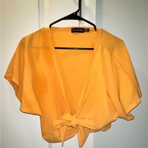 PrettyLittleThing Chiffon Cropped Tie Front Blouse